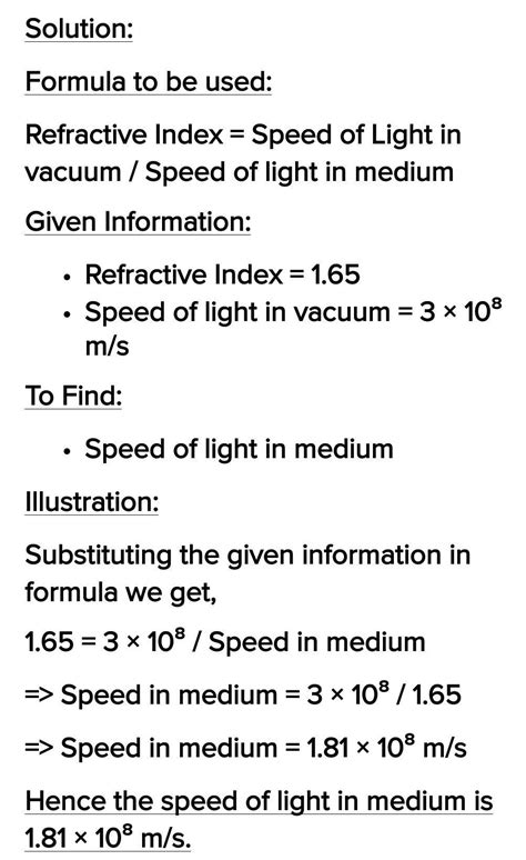 refractive index of Glass is 1.65 what is the speed of light in the ...