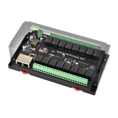 Industrial 16-Channel Modbus RTU Ethernet Relay Module - PoE Ethernet Port
