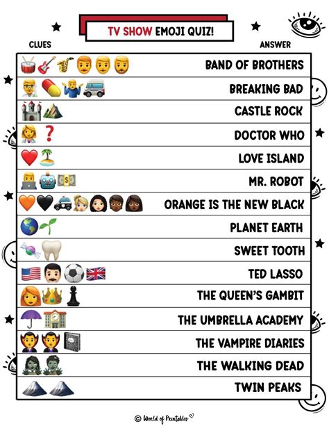 Printable Emoji Quiz with Answers | TV Show Quiz