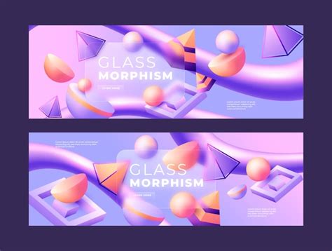 Gradient glassmorphism horizontal banner | Free Vector