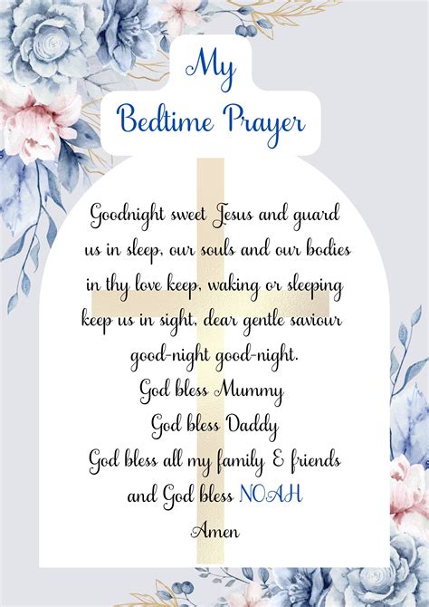 Bedtime Prayer Printable and Editable, Baptism Gift, Nursery Art ...