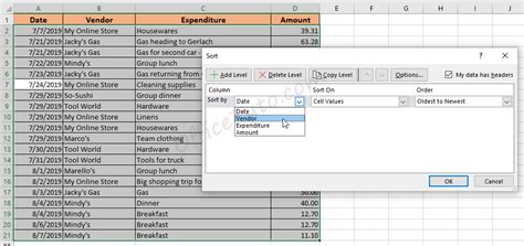 Image result for Excel Sort Options