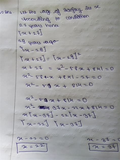 Twenty seven years hence sanjay age will be square of what it was 29 ...