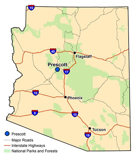 Pioneer Highway Road Map Of Prescott Arizona
