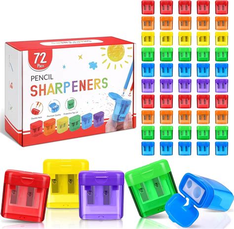 Amazon.com: Aodaer 72 Pieces Pencil Sharpeners Bulk Double Hole Pencil ...
