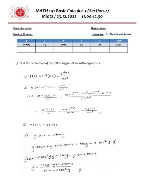 Image result for Calculus 2 Math 141 Answer Key