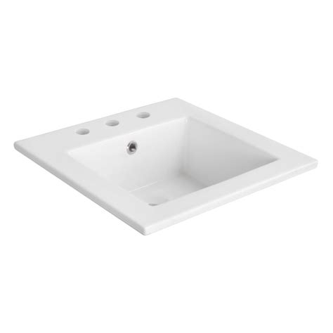 American Imaginations 19-in White Fire Clay Single Sink Bathroom Vanity ...