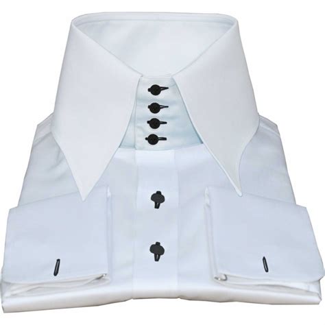 High-Spread White-Contrast High-Collar Shirt - John Clothier London