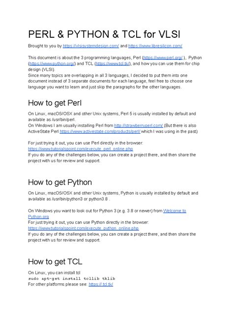 PERL, Python & TCL: A Guide for VLSI Scripting and Design - Studocu