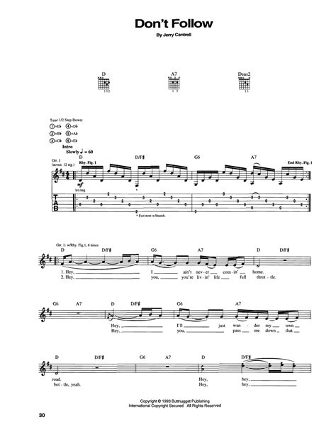 Download Don't Follow - Alice In Chains | Guitar Tab Sheet Music PDF ...