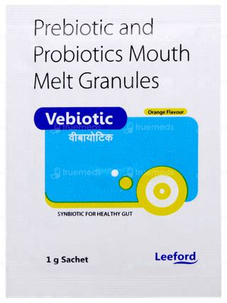 Vebiotic Orange Flavour Sachet 1gm - Uses, Side Effects, Dosage, Price ...