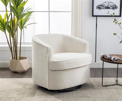 Amazon.com: KINFFICT Swivel Barrel Chair, Upholstered Comfy Accent ...