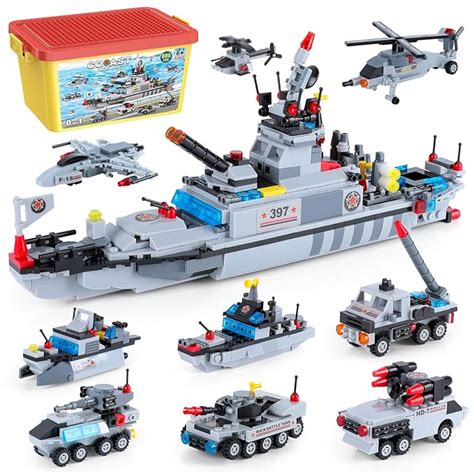 LSCLCIN City War Military Battleship Building Kit, 8 in 1 Coast Patrol ...