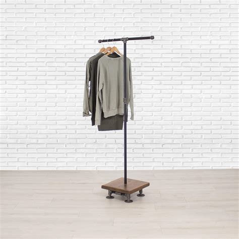 Buy Industrial Pipe and Wood Clothes Rack 2-Way, Garment Rack, Clothing ...