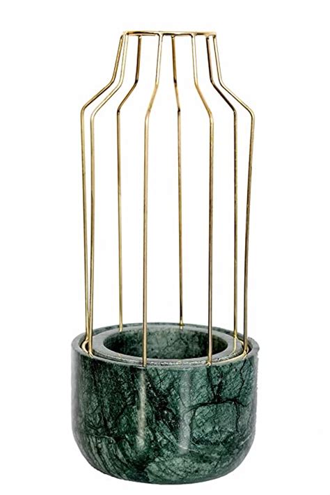 Green Marble with Gold Metal mesh Planter : Amazon.in: Garden & Outdoors
