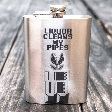 8oz Liquor Cleans My Pipes Stainless Steel Flask – MythicPlasmaArt