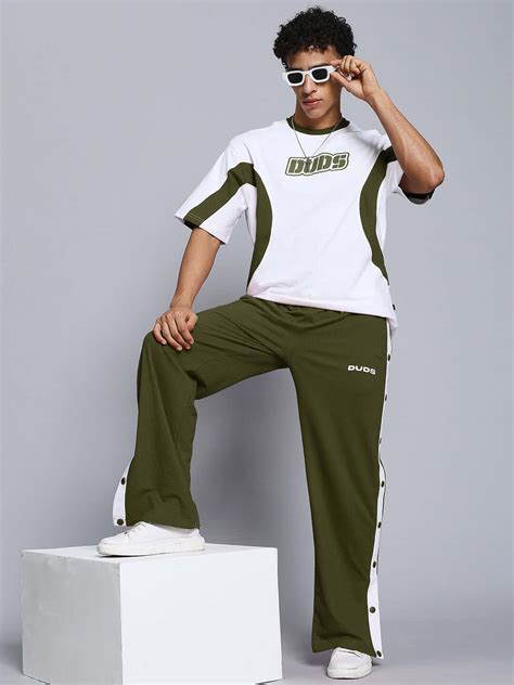 EZEL RELAXED FIT CO-ORD SET WHITE-OLIVE