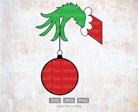 Grinch Hand Holding Ornament Template