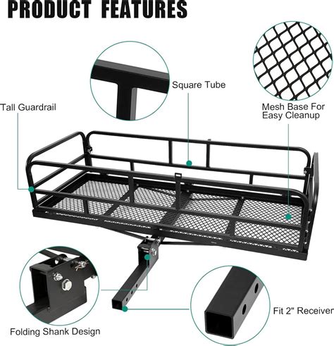 Trailer Hitch Cargo Rack, 60 x 24 x 14 Inch Folding Hitch Mount Cargo ...