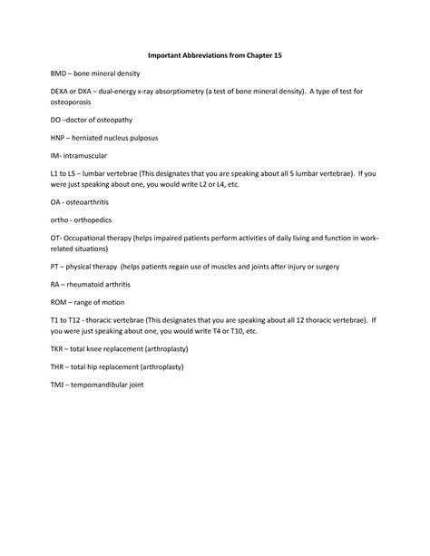 Important Abbreviations from Chapter 15 Page 6231 - Important Abbreviations from Chapter 15 BMD ...