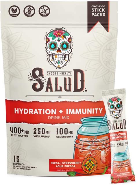 Buy Salud 2-in-1 Hydration and Immunity Electrolytes Powder, Strawberry ...