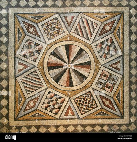 Roman mosaic tile floor with geometric pattern Stock Photo - Alamy
