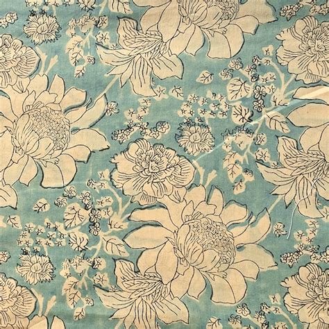 Pure Cotton Rust Blue With Floral Design Hand Block Print Fabric ...