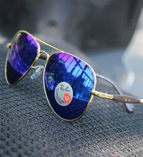 Ray-Ban Stylish New Oval Shape Blue & Gold 3517 Sunglasses For Men ...