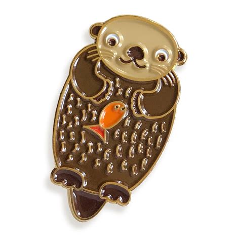 Night Owl Paper Goods Otter Enamel Pin, 3/4 inch Wide x 1-1/4 inch Tall ...