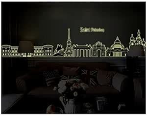 Buy JAAMSO ROYALS City Night Luminous ' Wall Sticker for Wall Decor and ...