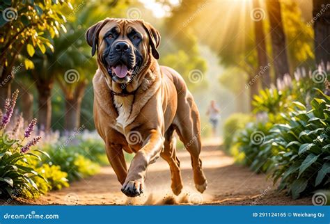 A Lively and Adorable Brazilian Mastiff Dog is Happily Running in the ...
