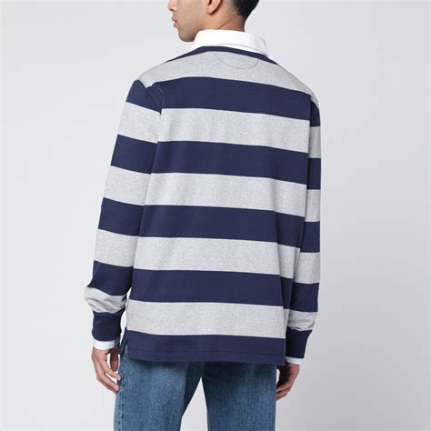 Polo Ralph Lauren Navy blue and grey striped Classic Fit polo shirt ...