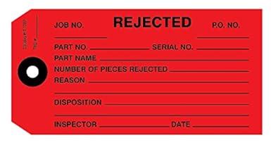 100 Pack Rejected Tag, Inspection Tag, Red 4-3/4" x 2-3/8" : Amazon.in ...