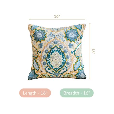 Embroidered Vintage Floral Cushion Cover 16x16 Inch Online - Premium ...