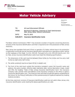 Fillable Online state nj Insurance Identification Cards - State of New ...