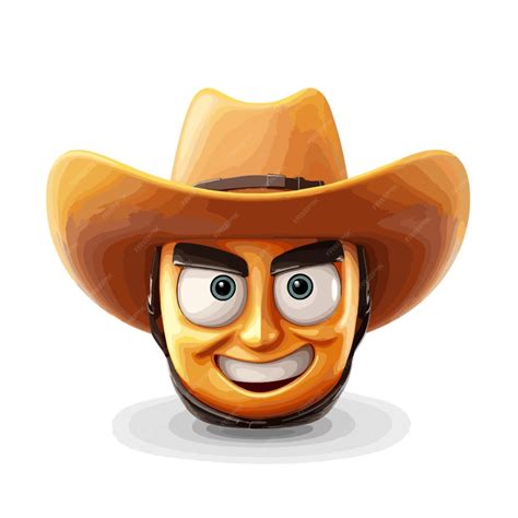 Premium Vector | Cowboy hat face emoji vector on white background