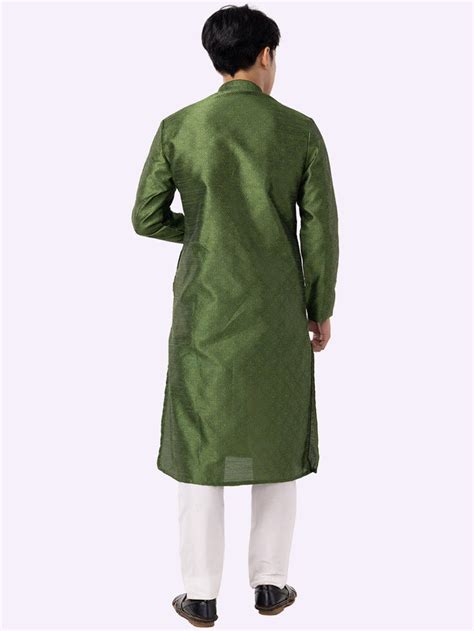 Buy Green Printed Cotton Silk Blend Kurta for Men – The Kurta Company