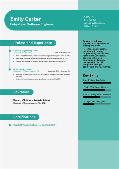 Software Engineer Resume 的图像结果