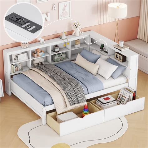 Amazon.com: Harper & Bright Designs Full Bed with Storage Drawers and L ...