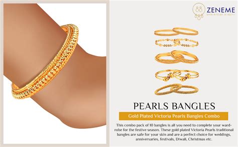 Buy Zeneme Combo Of Designer Victoria Bangles, Pearls Bangles, Trendy ...