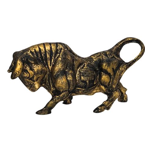 Buy ARTISANS ALLEY Brass Finish Bull Resin Statue for Home Decor (Pack ...