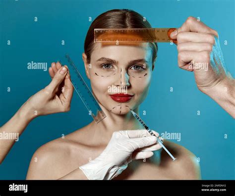 Making beauty, modifying face to make non-surgical or surgical correction, plastic surgery ...