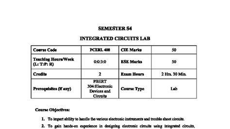 S4 Integrated Circuits Lab Report - PCERL 408 - Studocu