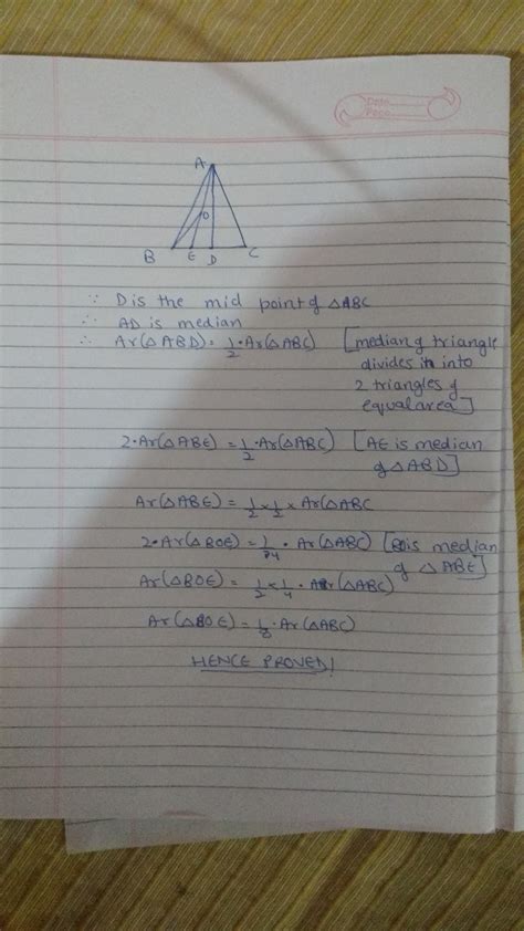 D is the midpoint of side BC of triangle ABC and E is the midpoint of ...