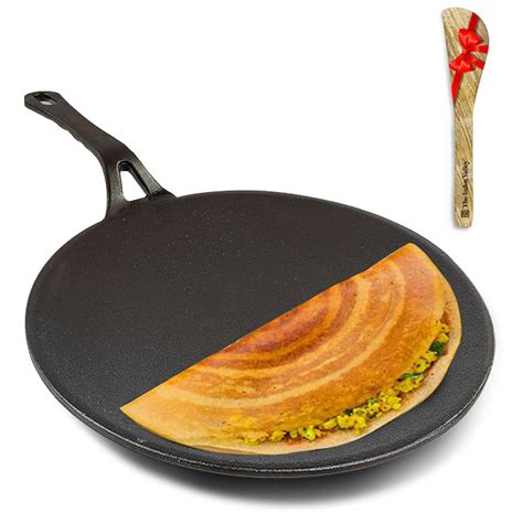 Buy The Indus Valley Pre-Seasoned Cast Iron Concave Dosa Tawa + Free ...