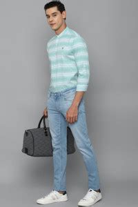 Allen Solly Men Striped Casual Light Blue Shirt - Buy Allen Solly Men ...