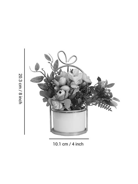 Buy | Pink Rose Artificial Flowers & Plants With Stand | Tied Ribbons