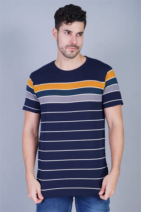 Arbour Men Striped Round Neck Cotton Blend Multicolor T-Shirt – Arbourindia