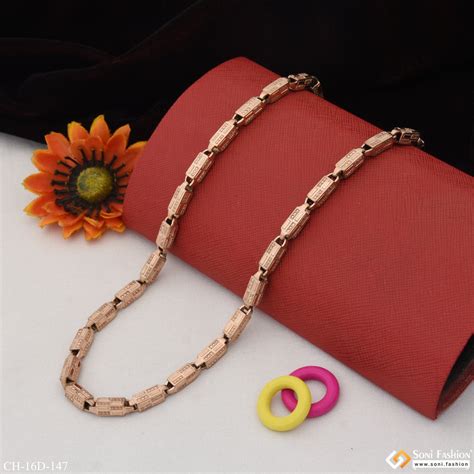 Delicate Design with Diamond Funky Design Rose Gold Chain for Men - St ...
