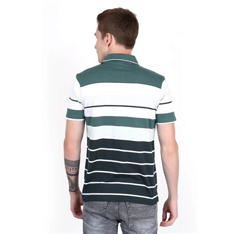 Green Linear Striped Pocket Polo T-shirt – Deer Club